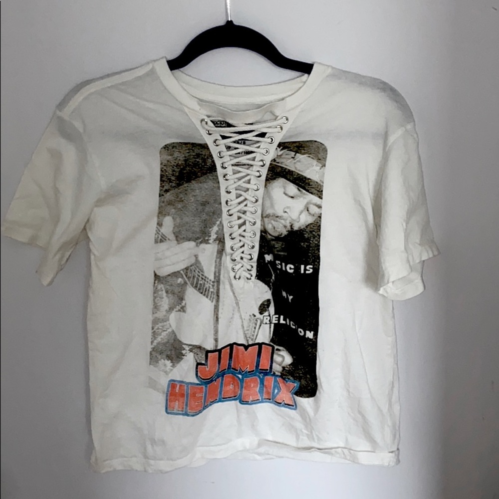 Jimi Hendrix graphic T with string V-neck
